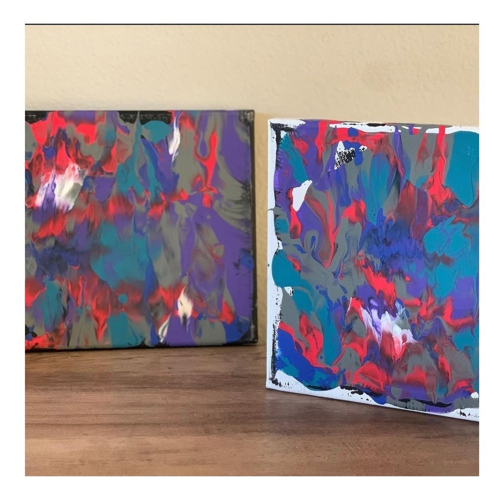Original Abstract Acrylic Painting Set Girl Scouts 8x10 Canvas Art